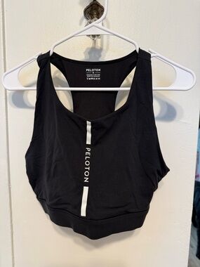 Peloton Black Racerback Sports Bra with White Logo